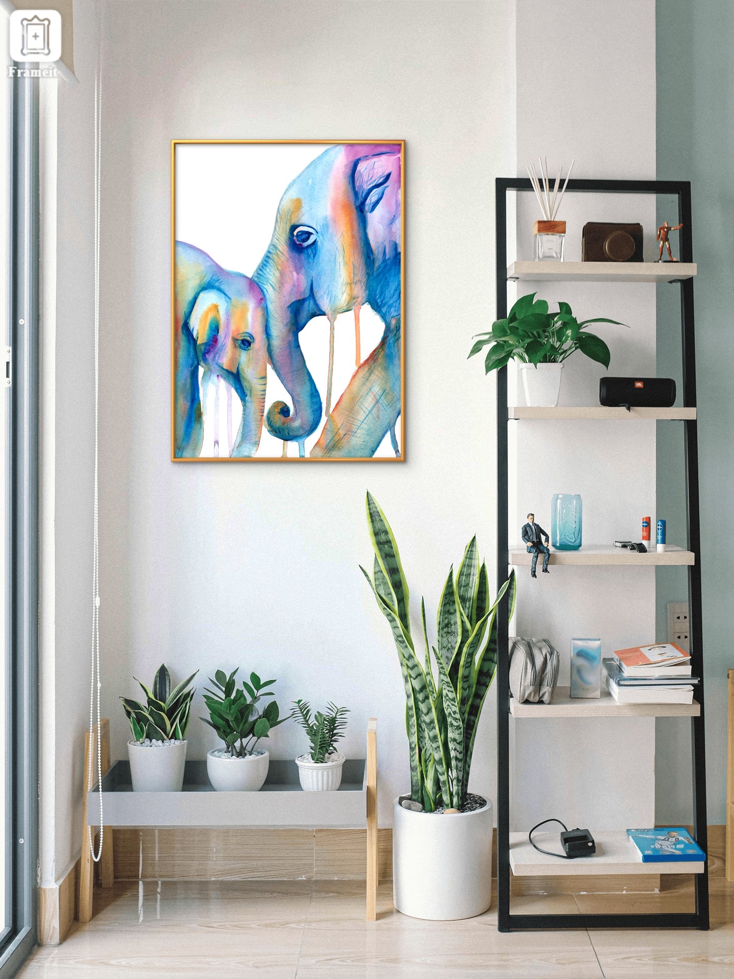 Original Mum and Baby Elephant Painting