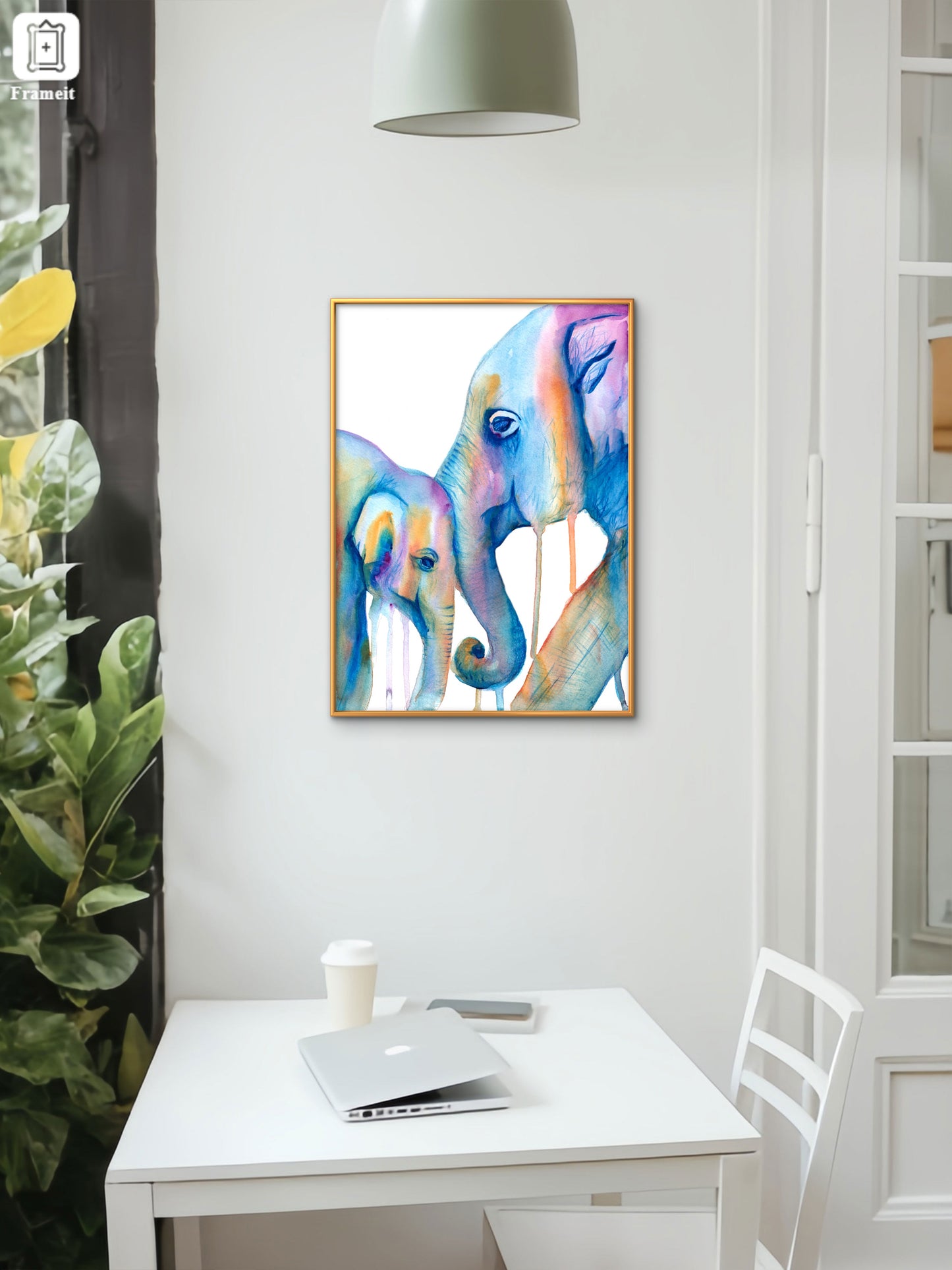 Mum and Baby Elephants Fine Art Giclee Print