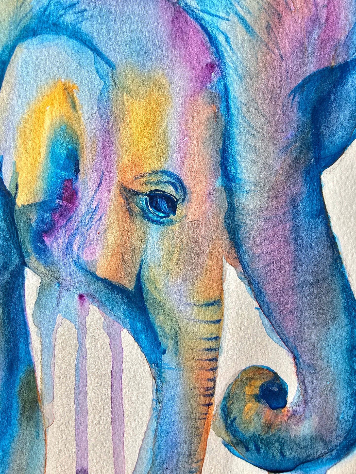 Original Mum and Baby Elephant Painting